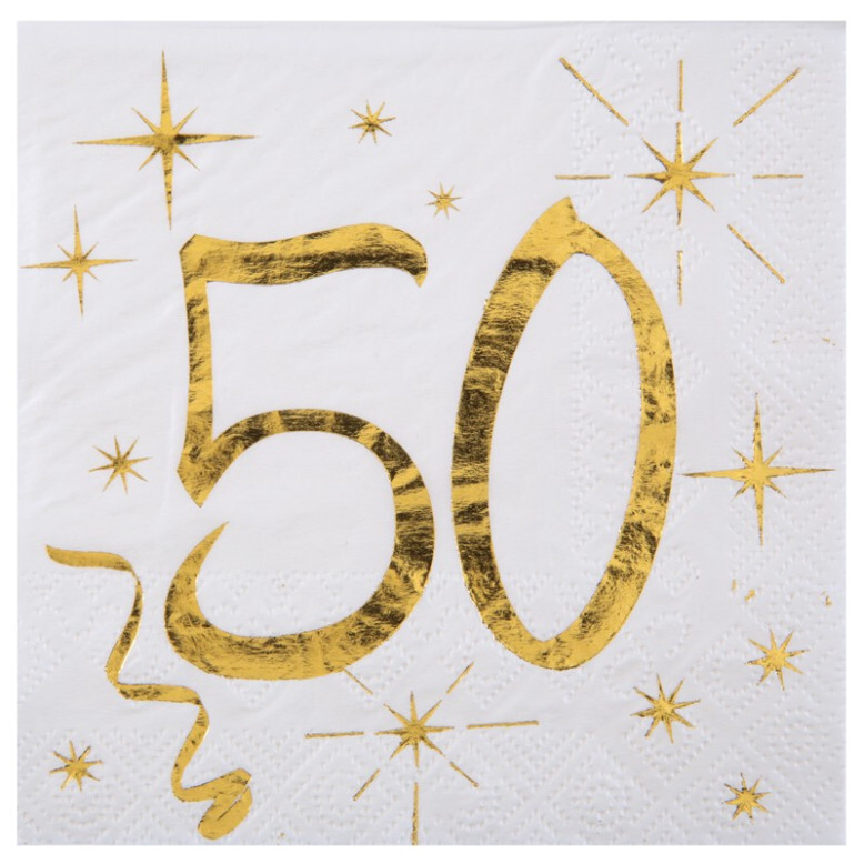 20-serviettes-anniversaire-50-ans-blanc-et-or